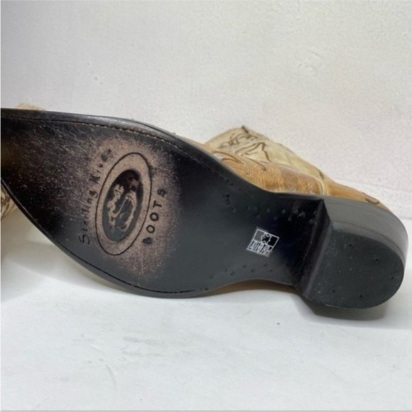 Sterling River Tan and Brown Embossed Leather Heeled Boots - Picture 11 of 13